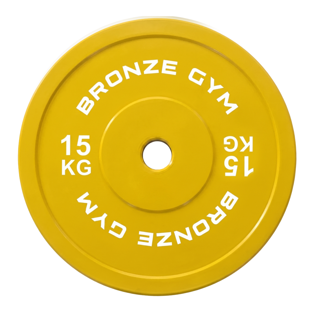 Диск калиброванный BRONZE GYM для пауэрлифтинга желтый 15 кг
